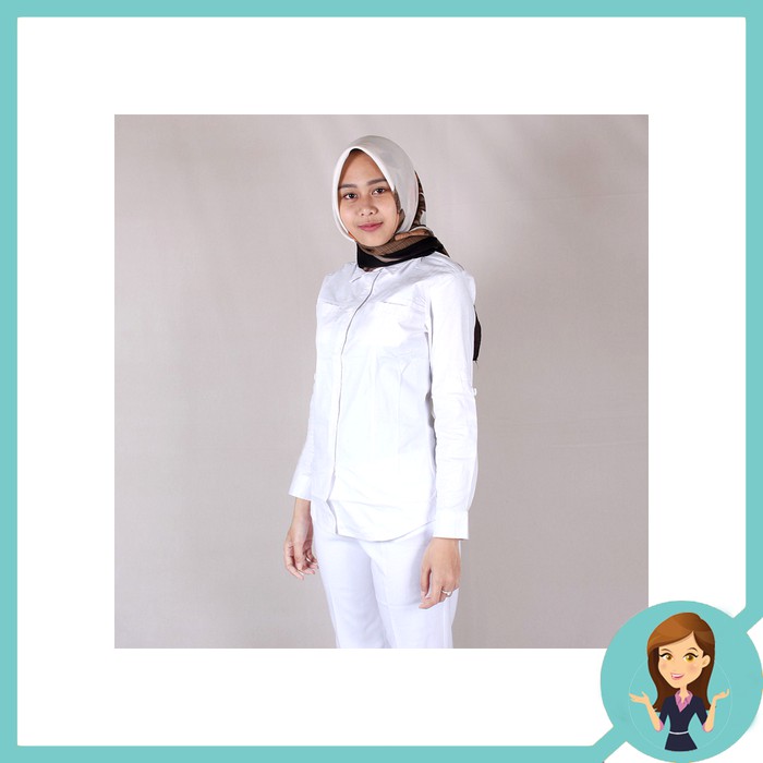 Kemeja Putih Polos Wanita Baju Formal Cewek Baju Kantor Kerja