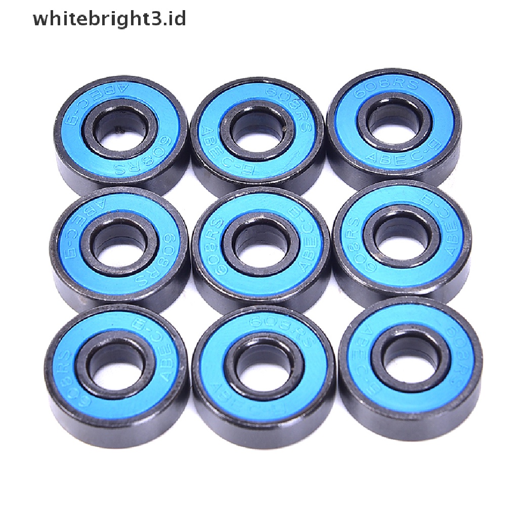 (whitebright3.id) 10pcs / set 608 2RS Bearing Deep Groove Bahan Baja 608RS 608-2RS