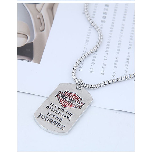 LRC Kalung Fashion Silver Metal Shield Long Necklace A57443