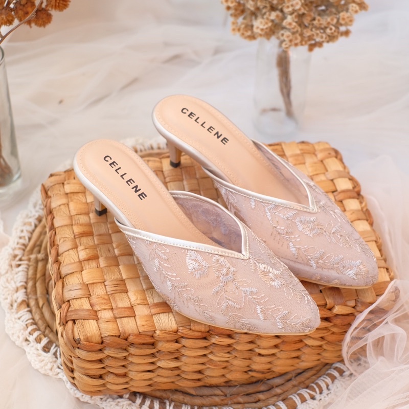 CELLENE Halley Lace Heels | wedding shoes lace brukat tinggi 5cm