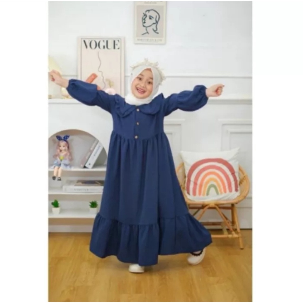 GAMIS LUNA CRINKLE AIRFLOW /SIZE 6 8 10/gamis anak-anak/dress anak/kidswear/terbaru