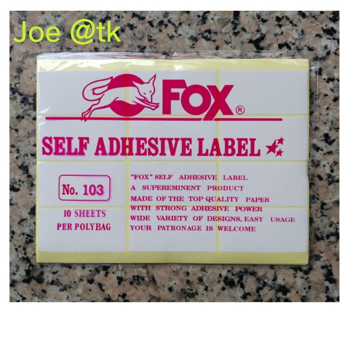

Langsung Order Fox Label Stiker 103 / Undangan / Nama / Self Adhesive Terlaris