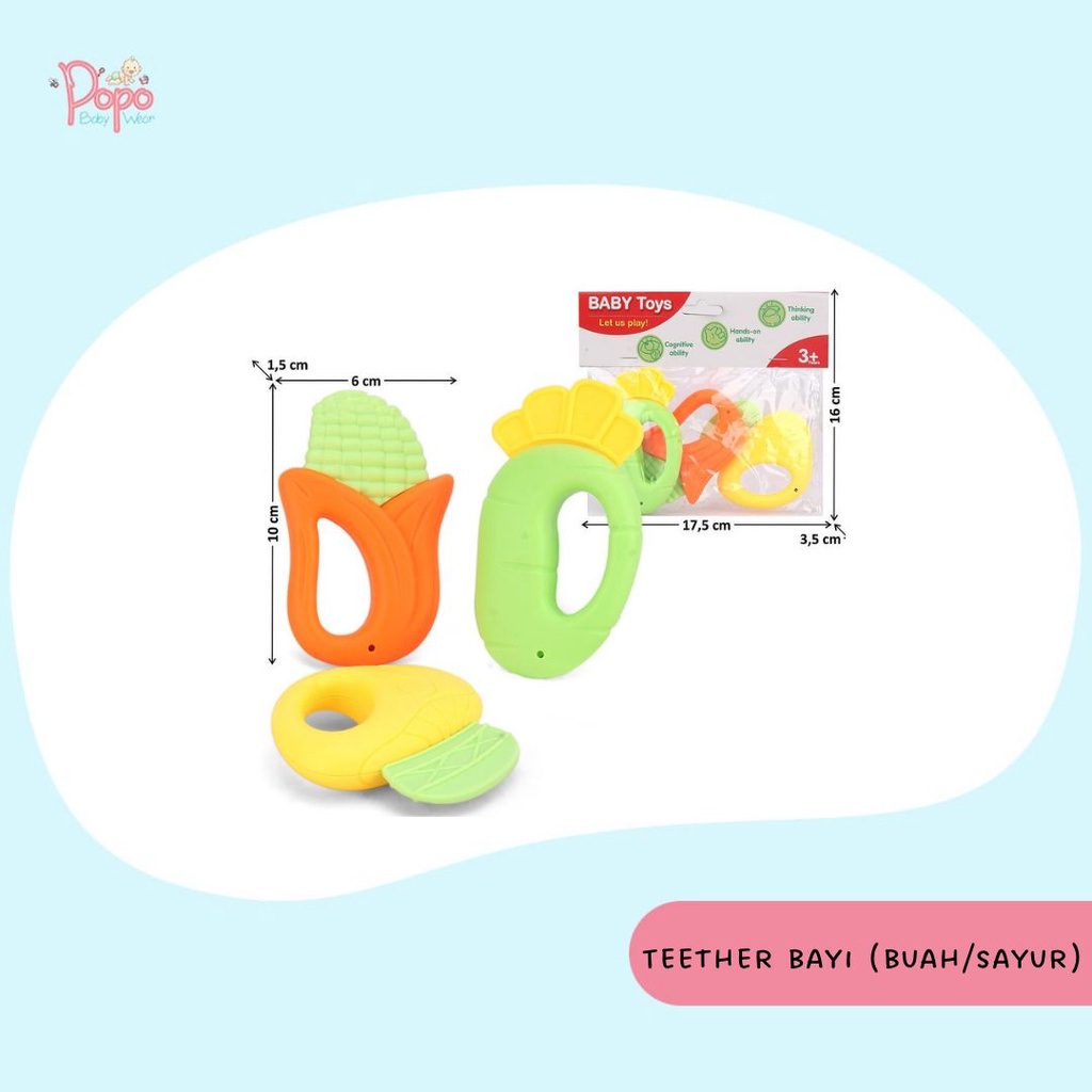 Teether Baby/Gigitan Bayi Bentuk Buah/Sayur (WARNA CERAH)