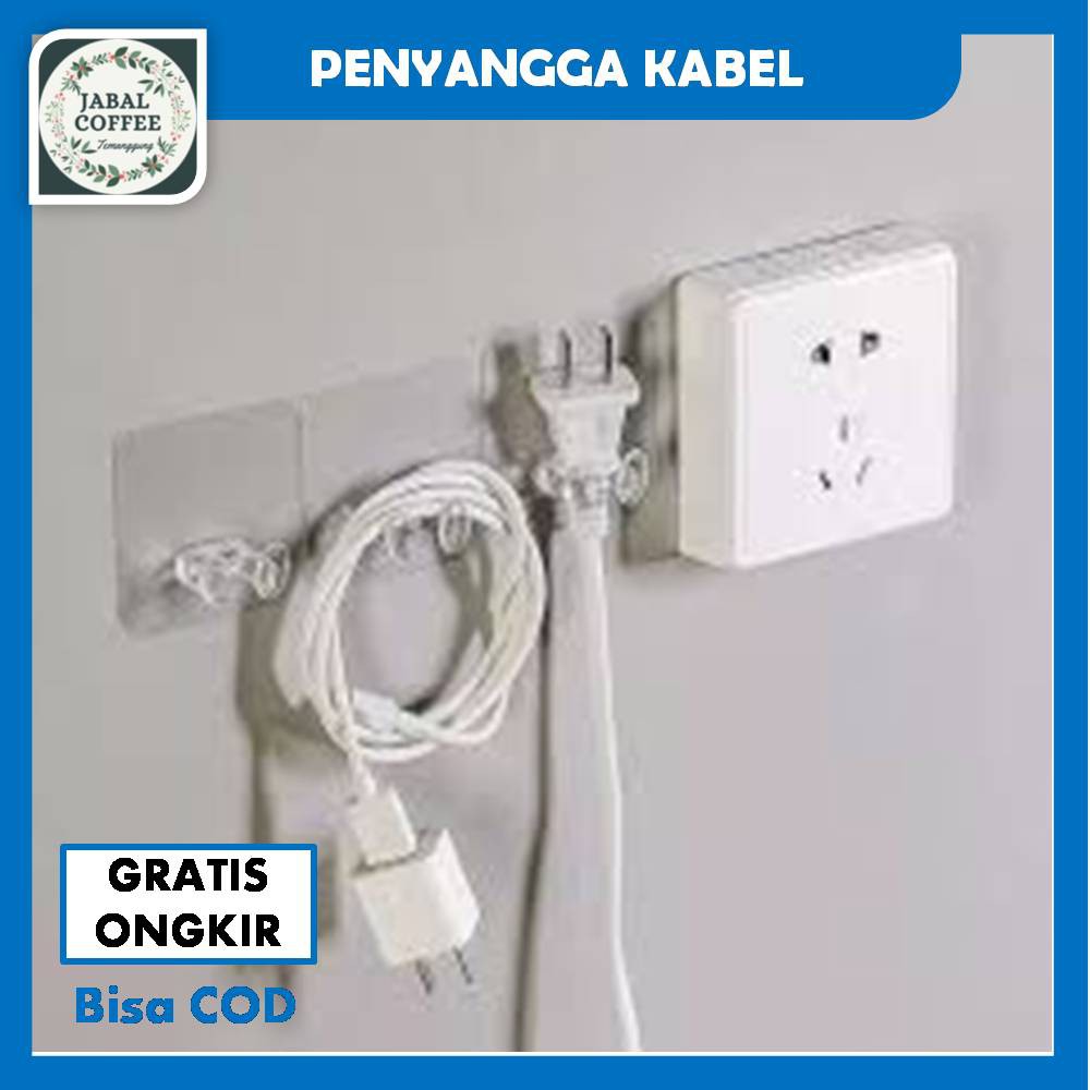 Tempelan Dinding Penyangga Kepala Kabel / Gantungan Kabel Dinding Transparan / Pelindung Kabel J96