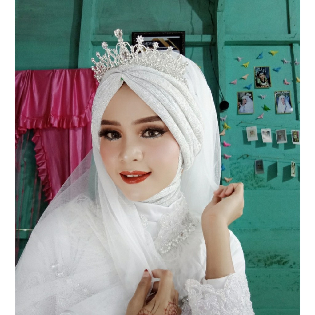 Sparkly White Crown - Hiasan Hijab / Aksesories Rambut / Kepala - Mahkota Elegan