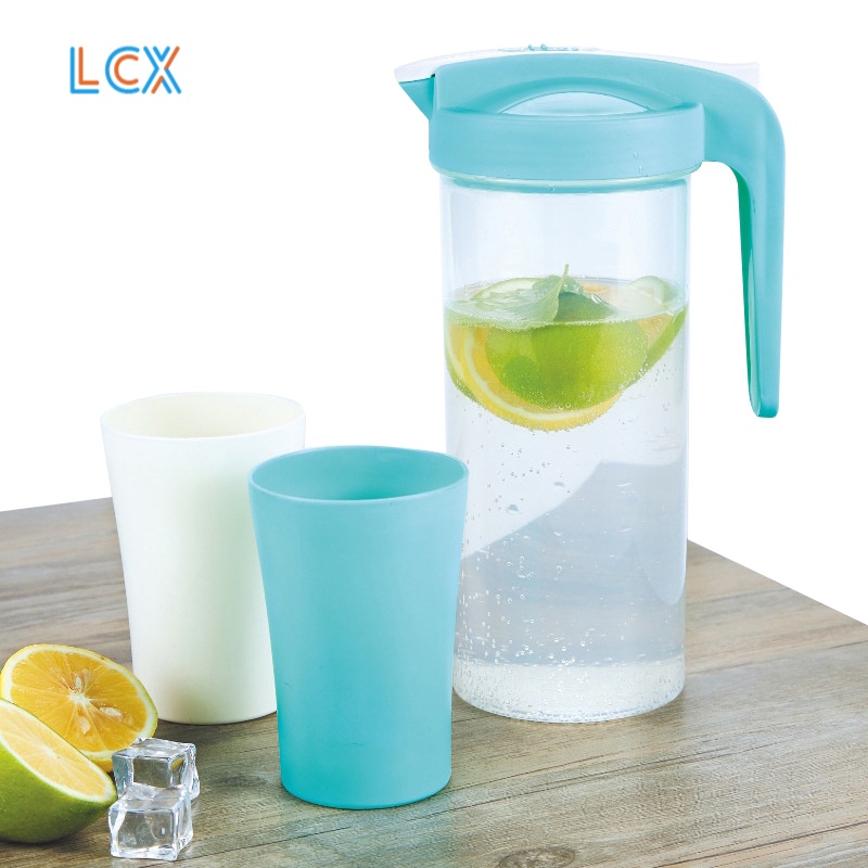 LCX TEKO GELAS SET PLASTIK 5 IN 1 PLASTIK Air Teh Kopi Wadah Jerami BPA Free VS-29