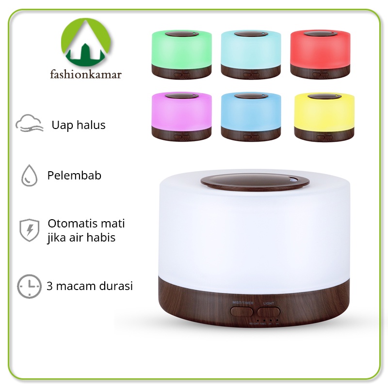 Humidifier Air 500ML Aromaterapi Difuser Dengan Remote Model Putih Alas Kayu (TIDAK FREE OIL)