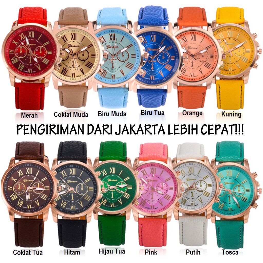 Jam Tangan Geneva - Jam Tangan Wanita Geneva - Jam Tangan Strap Kulit