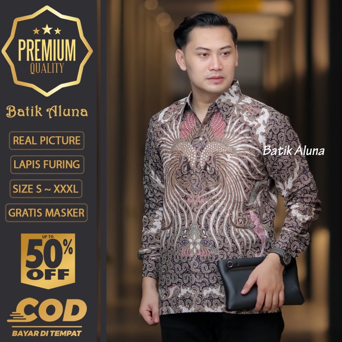 BATIK PRIA LENGAN PANJANG MEWAH PREMIUM ALUNA PRABUSENO SHANGHAI KERIS KEMEJA BATIK ACARA NIKAHAN KE