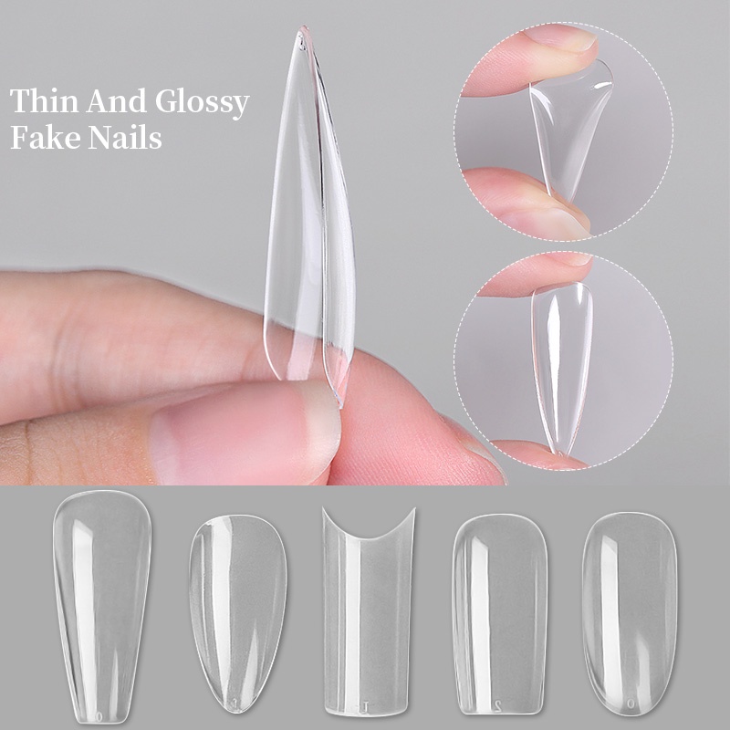 100pcs / Set Kuku Palsu Pendek Full Cover Untuk Nail Art Diy
