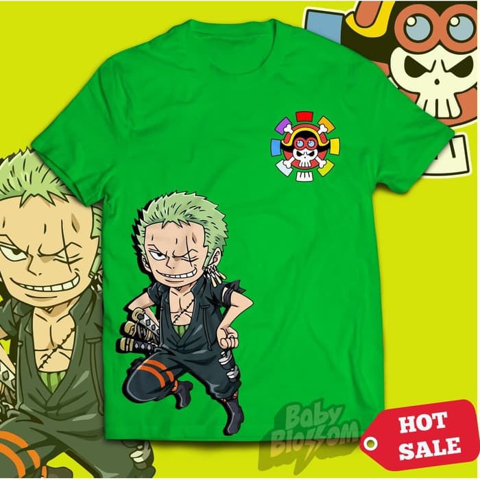 Kaos Baju Distro One Piece Anime Zoro Stampede Combed 3s Premium - S