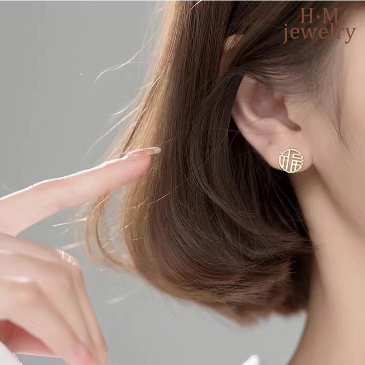 Anting Tusuk Sterling Silver 925 Gaya Retro Simpel Untuk Wanita