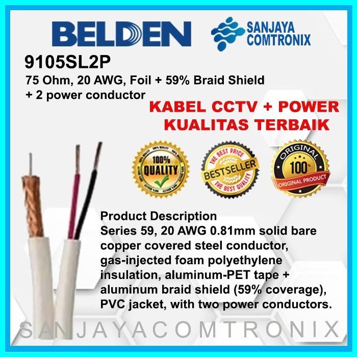 Kabel Cctv Belden 9105Sl2P Kabel Belden / Cctv Coaxial Rg59+Power (Putih)