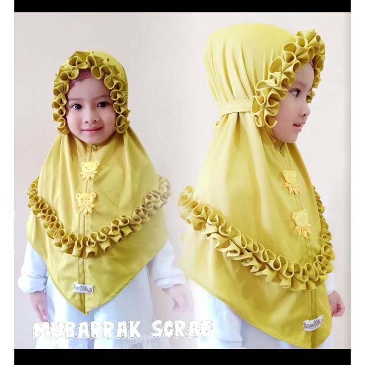 Jilbab Anak 4 5 6 7 8 9 tahun hijab rempel ruffle non pet bahan jersey instan boneka ( jilbab boneka Repo )