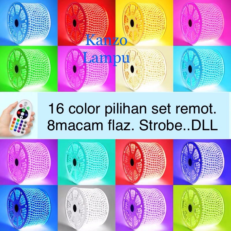 1.1 BIGSALE / lampu selang led WARNA WARNI meteran RGB 5050 set komplit tinggal pakai plus remot