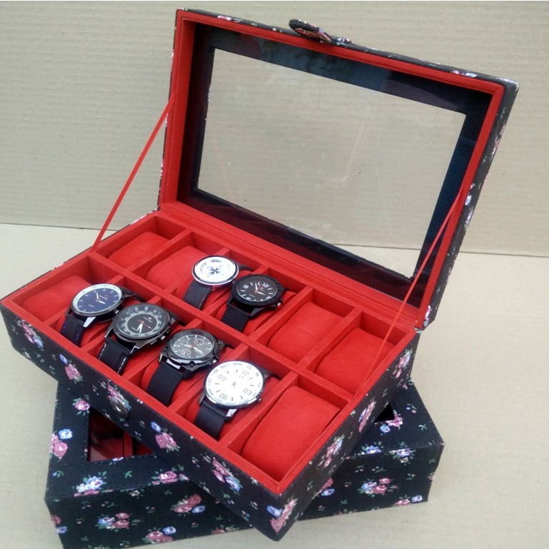 PROMO SPESIAL CROCODILE - Kotak Jam Tangan isi 12 Motif CROCO / Box Tempat Jam / Watch Box Organizer