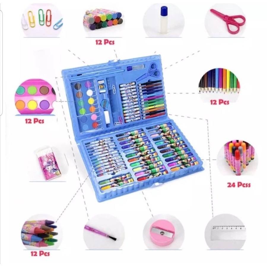 JT - Crayon set 86 Pcs Pensil Warna Colouring Set Stationary Alat Lukis Menwarnai Gambar Set Kado Anak / PENSIL WARNA 1 SET - PENSIL WARNA SET CRAYON COLOURING SET 86 PCS / Alat Mewarnai Set 86 pcs