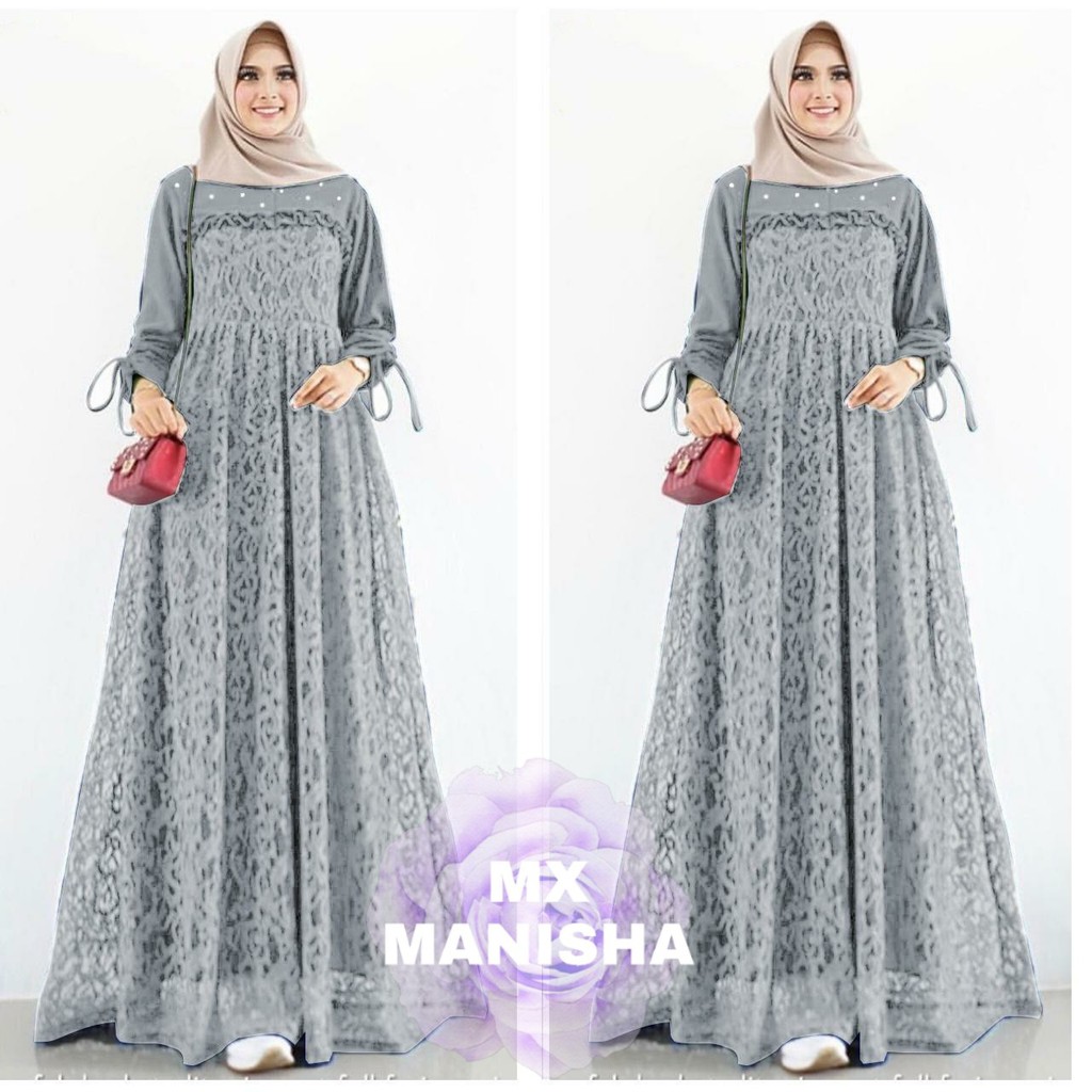 Maxi Gamis Manisha Xl Dan Xxl Brukat Furing Kombi Wolfis Elegan Terbaru 2019 Shopee Indonesia