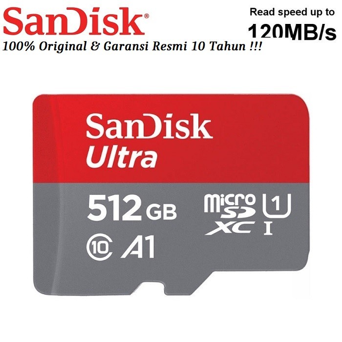 Sandisk Ultra Micro SDXC Ultra 512GB 120Mbps Class 10 UHS-I A1