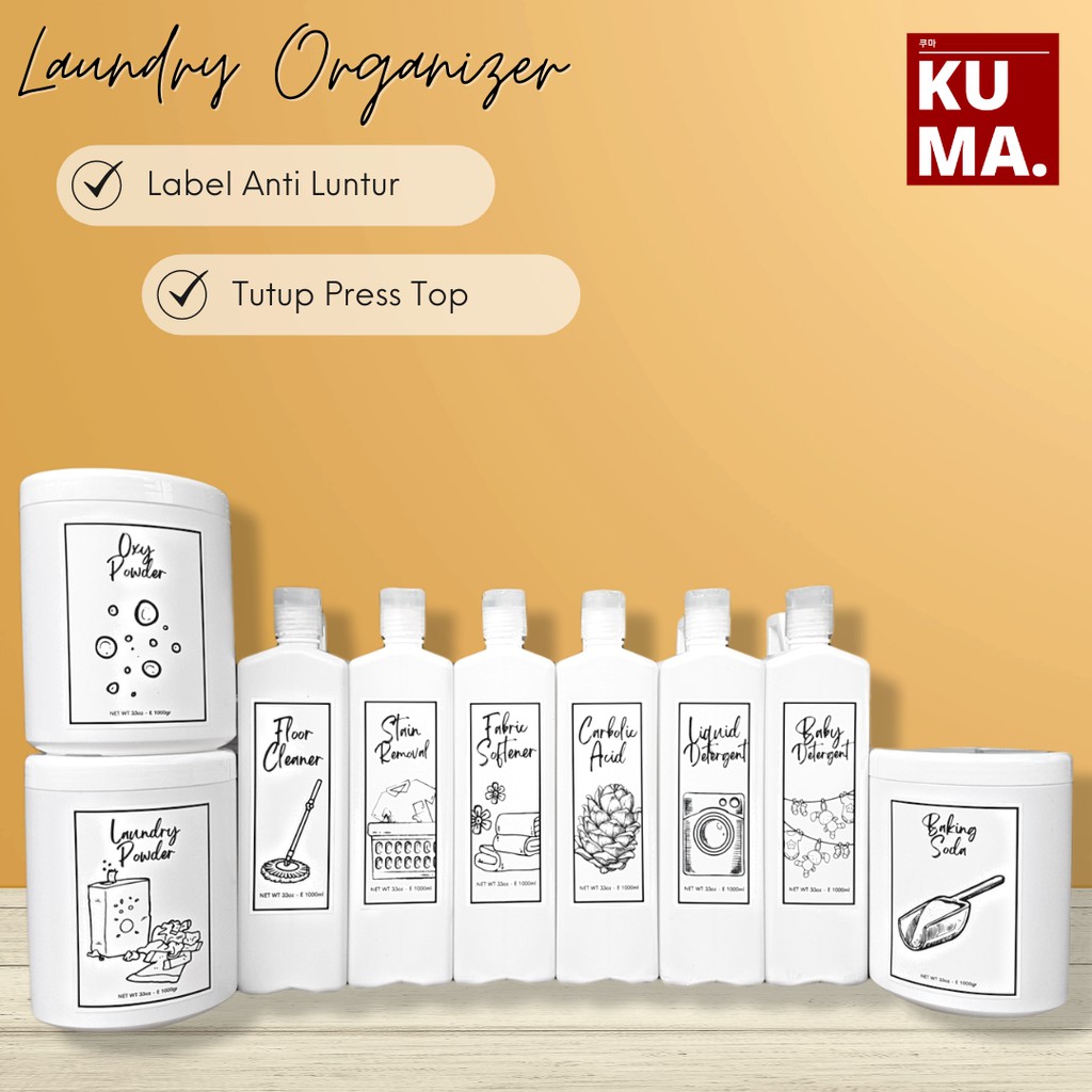 FLIPTOP REFILABLE LAUNDRY ORGANIZER &amp; CLEANING Refillable Botol Refill 1000ml 1000gr Derigen Jar Aesthetic