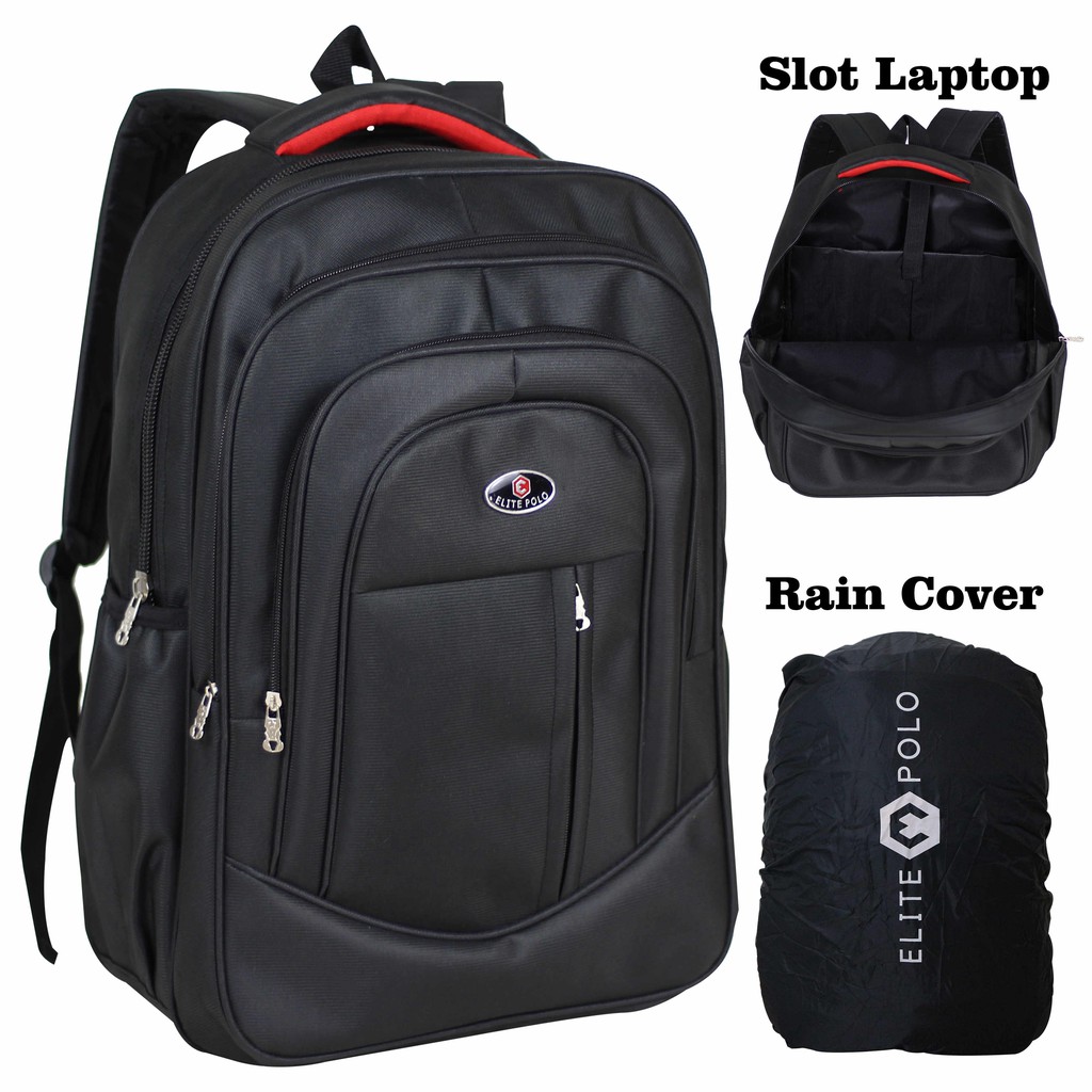 Tas Ransel Polo Pria Bahan Tebal Awet Premium Tas Punggung Pria Elite Polo Resleting Depan Warna Hitam Backpack SMP SMA Kuliah Kerja Tas Dinas Laptop In Bagus Awet