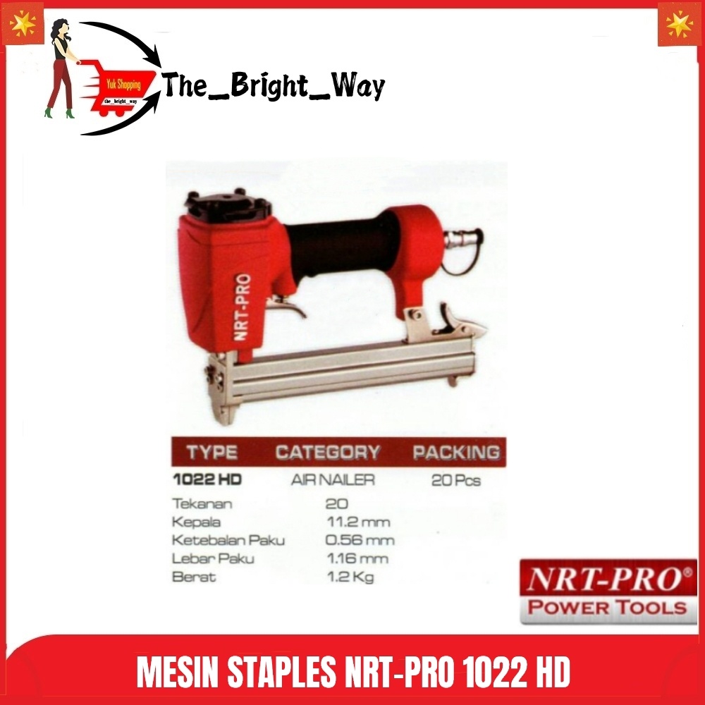 

Air Nail Gun Alat Paku Tembak NRT-PRO 1022 J HD Staples Stapler Mesin