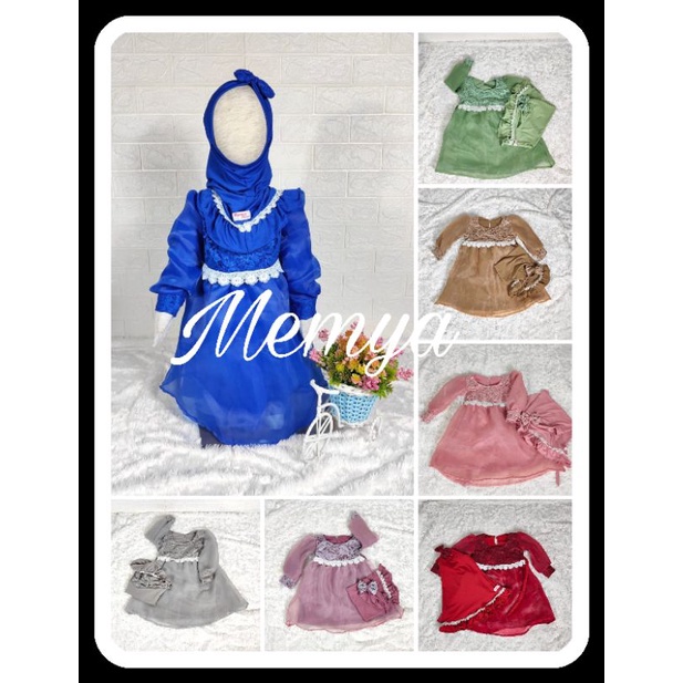 Baju muslim pesta aqiqah bayi perempuan dress organza murah
