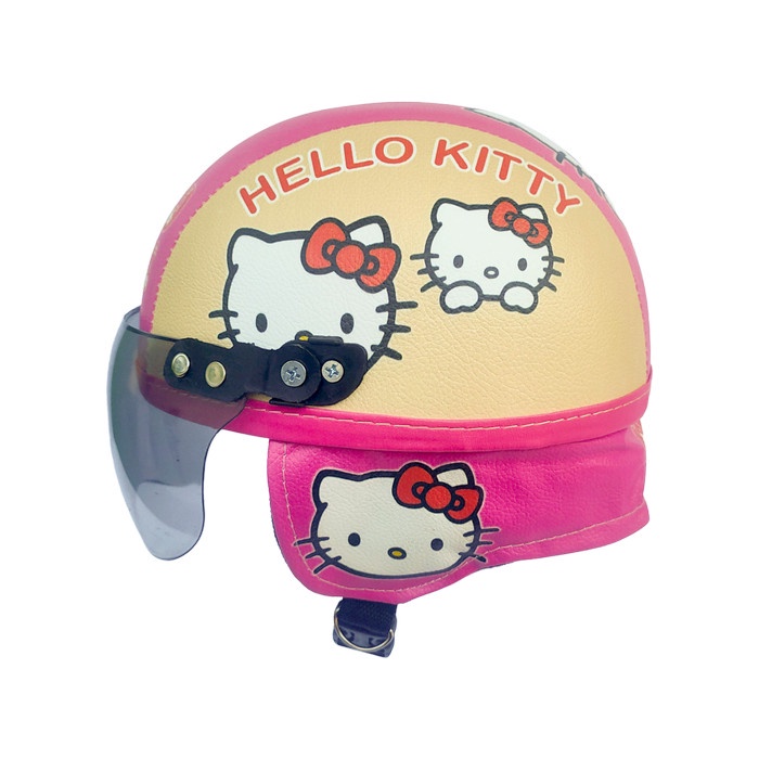 Helm anak retro lucu karakter hello kitty usia 1-5 thn cream pink(T2Y1) Helm BOGO anak FULLEHER Umur