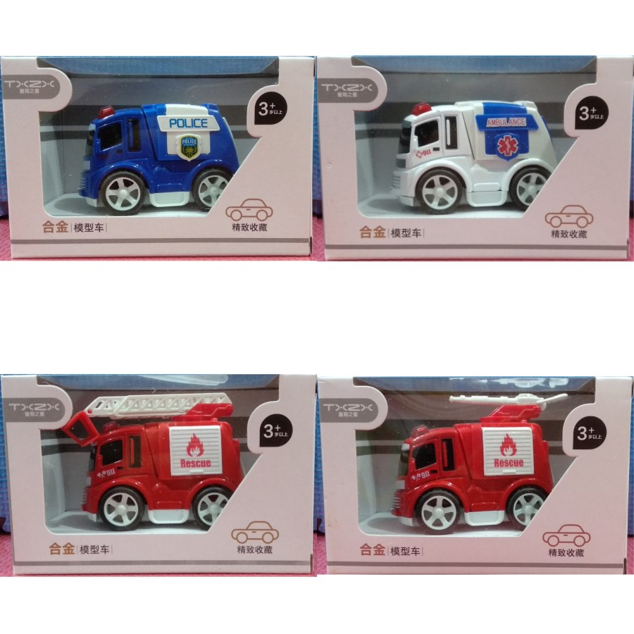 Mainan Mobil Die Cast Car mobil miniatur FIRE ENGINE  AMBULANCE POLICE