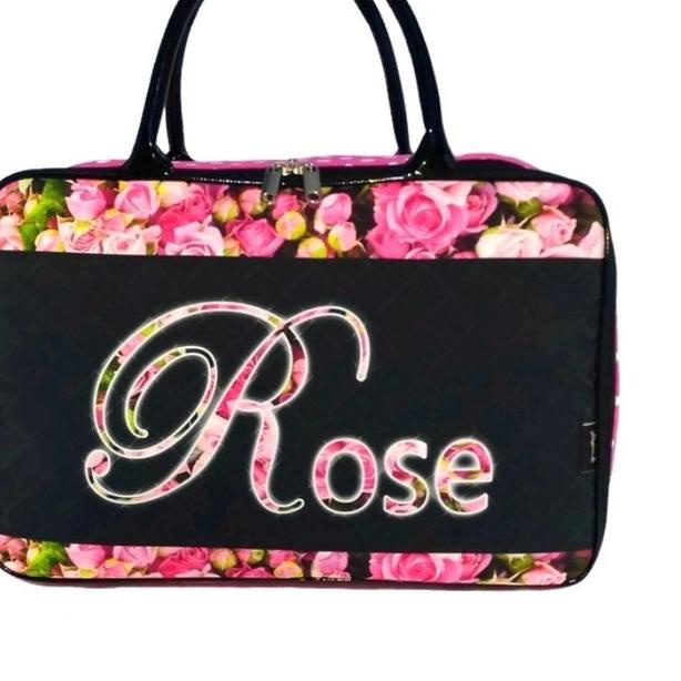 ✫ Tas koper weekend kanvas besar kwalitas premium Bunga Pink ❉