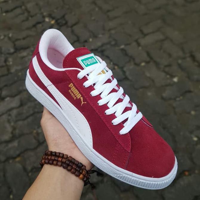 DISCOUNT SEPATU PRIA PUMA SUADE / MERAH PUTIH/ HARIAN /JALAN" MURAH KEKINIAN