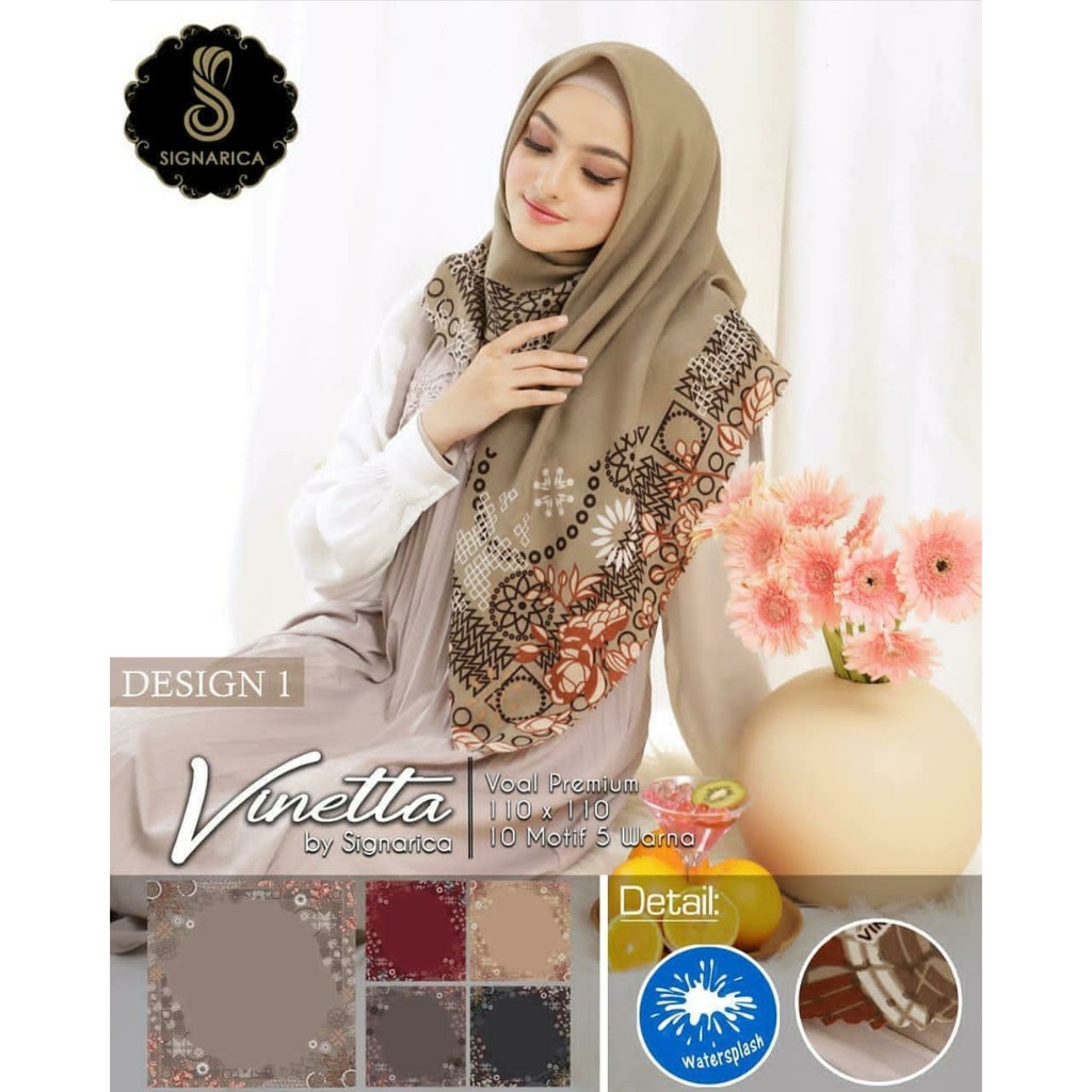 Jilbab Segiempat Motif Vinetta Lasercut D1 by Signarica