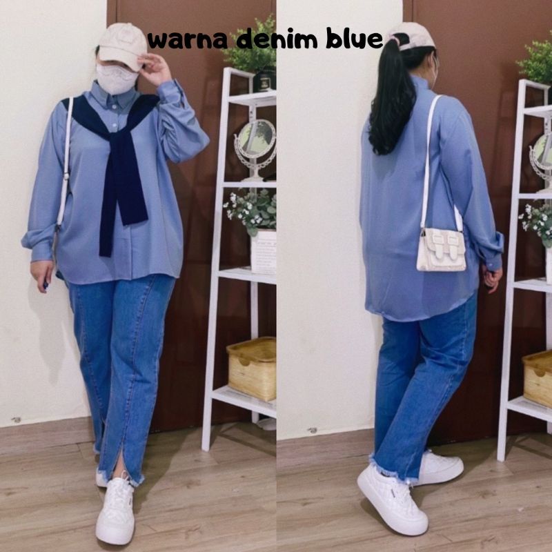 NEW ARRIVAL! KEMEJA POLOS SYAL BIG SIZE OVERSIZE JUMBO LD 130CM KOREAN STYLE MURAH