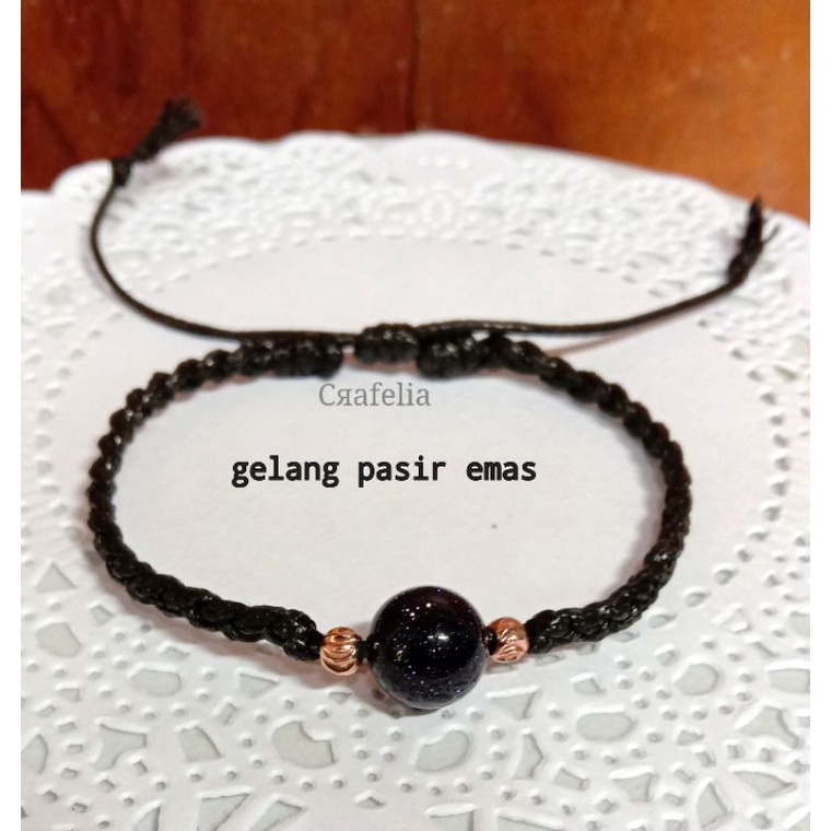 gelang tali kepang pasir emas