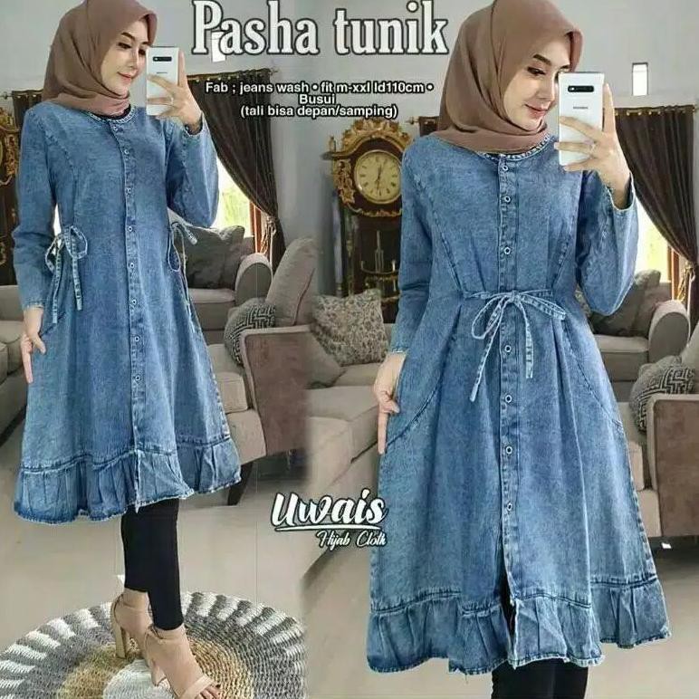1.1 SALE  RAYA TUNIK JEANS / TUNIK JEANS REMPEL / PASHA TUNIK JEANS JUMBO