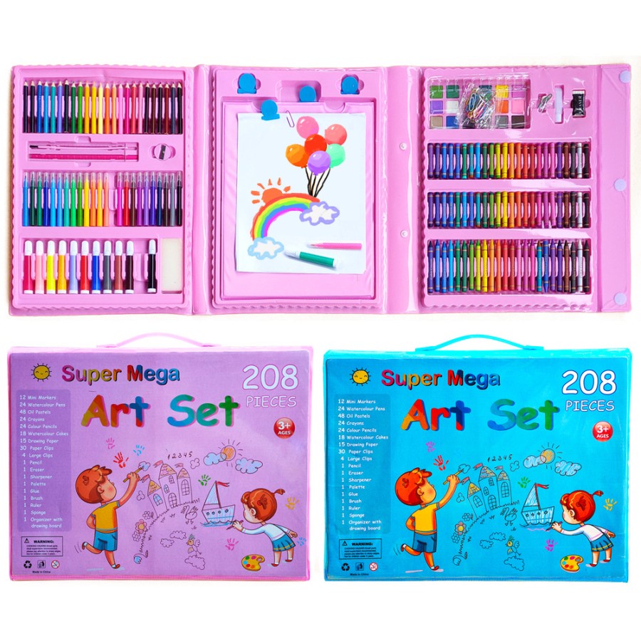 

Crayon Pensil Warna krayon Set 208 Pcs Super Mega Art Crayon Perlengkapan Mengambar Anak Lengkap