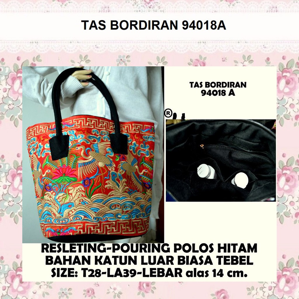 Tas Tote Bag Import Murah Wanita Motif Bordir Bangkok Thailand