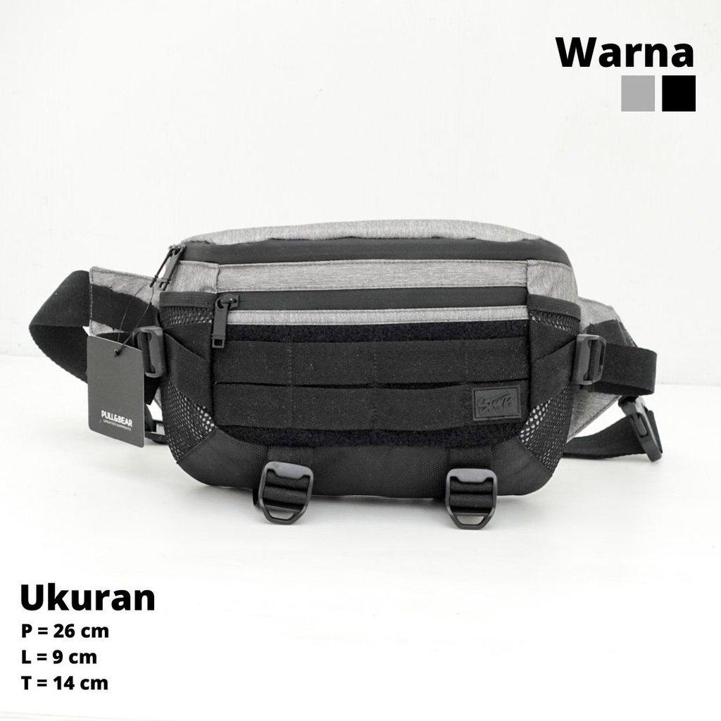 Tas Pull&amp;Bear Waistbag Pria Kualitas Import Selempang Pria Full Tag