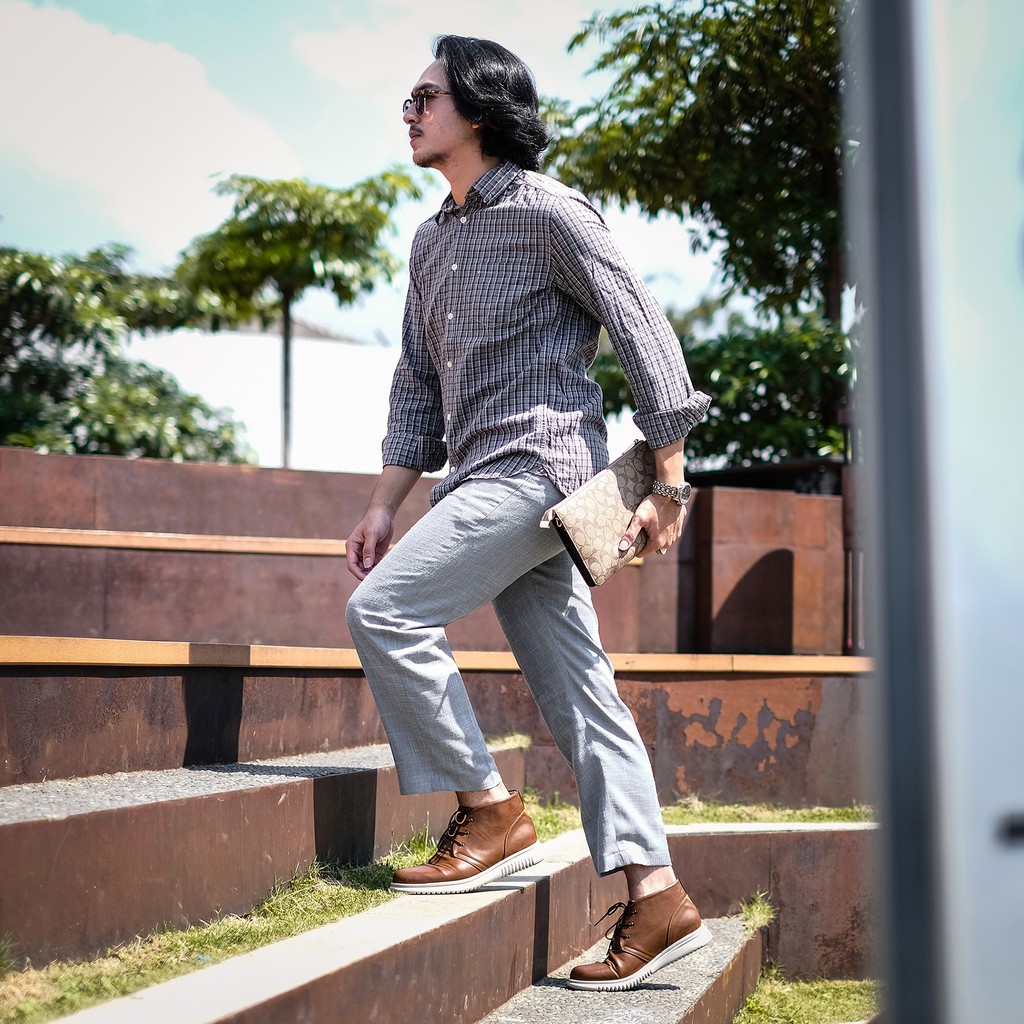 Sheen Plain Brown | Sepatu Chukka Boot Vintage Klasik Pria/Men Boots Footwear | FORIND x Giant Flames