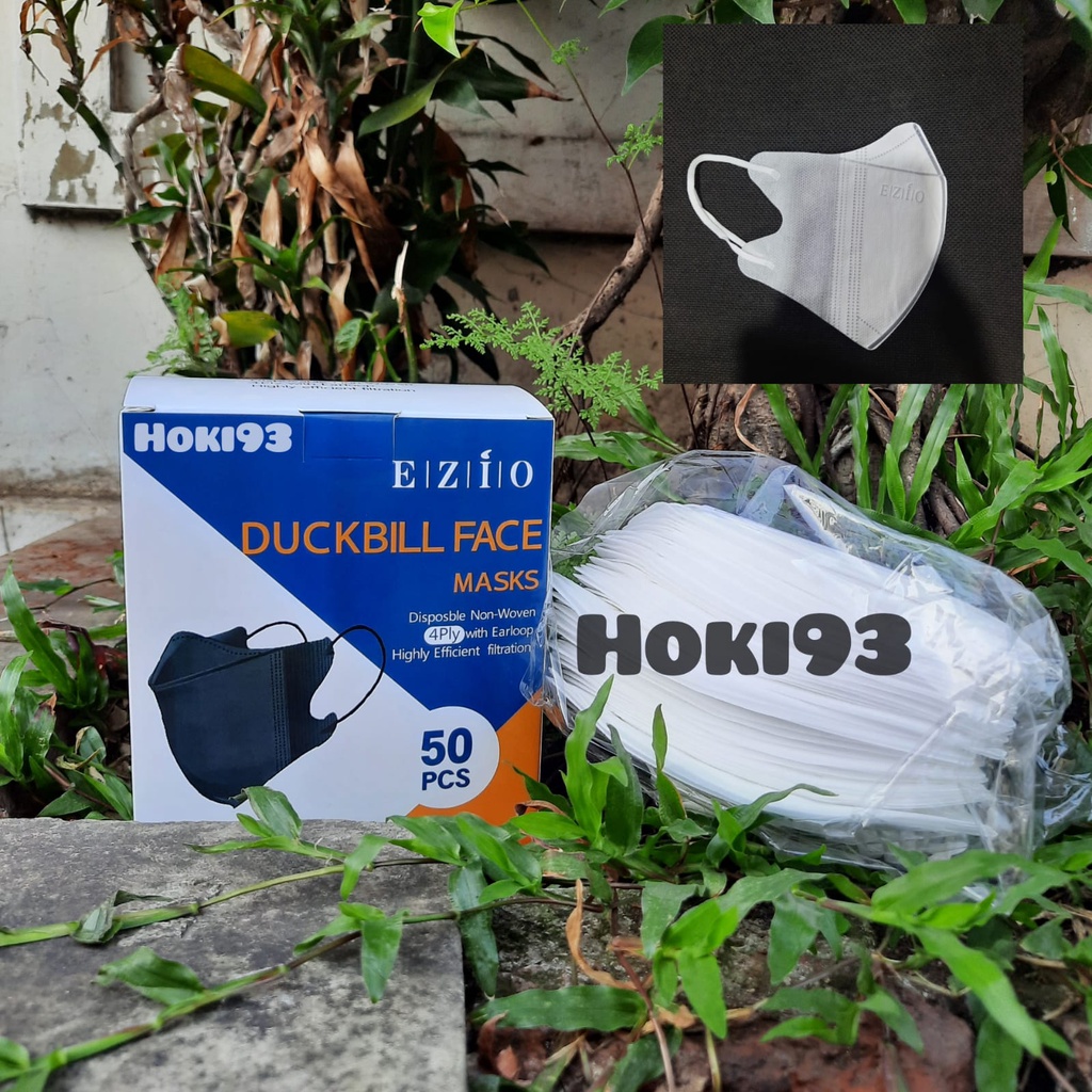 Duckbill 4 PLY isi 50 DUCKBILL 4PLY Merk Ezio Facemask HITAM PUTIH