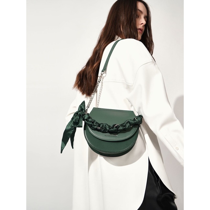 CHARLES&KEITH SATIN SCARF SEMI CIRCLE BAG