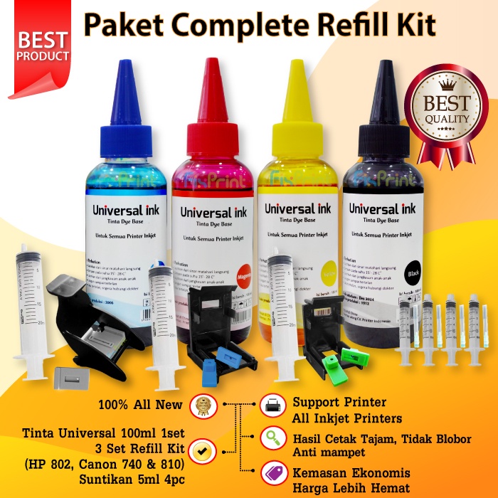 Paket Printer Infus Super Komplit, Infus Pack Printer HP Canon inkjet  Paket Infus Super Komplit Pri