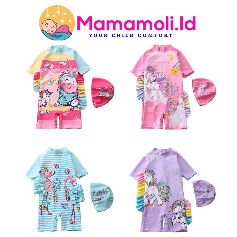 Baju Renang Anak Perempuan / Pakaian Renang Anak Perempuan / Baju Renang Anak Cewek / Kids Swimming Wear / Girl Swimmming Clothes / Girl Swim Suit / Baju Renang Anak Unicorn