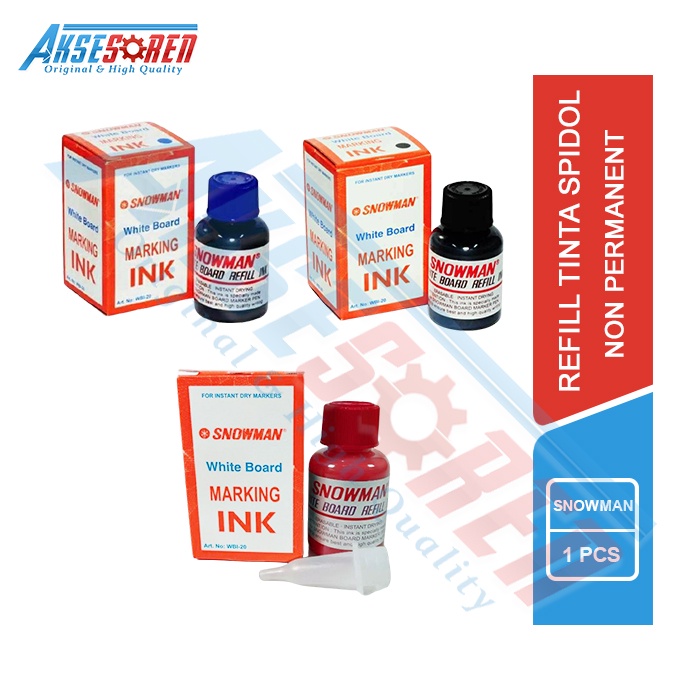 

ISI ULANG TINTA REFILL SPIDOL WHITE BOARD MARKER SNOWMAN [MARKING INK NON PERMANENT] / SPIDOL PAPAN TULIS TIDAK PERMANEN