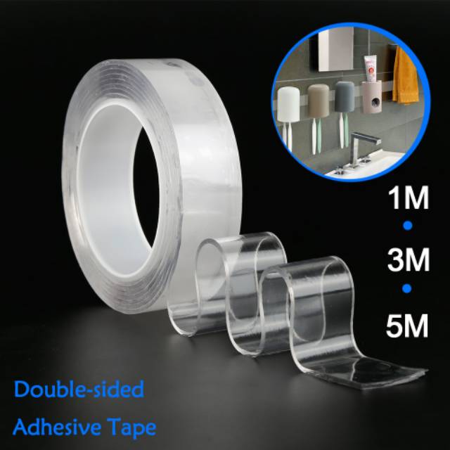 

Double Tape Perekat Transparent No Trace Washable Sticker 100 x 3 x 0.1 cm - J007