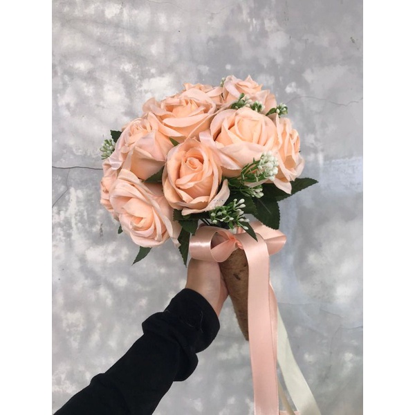 Wedding Hand Bouquet Buket Bunga Pernikahan Pengantin Merah Peach Pink Putih Mewah Jumbo