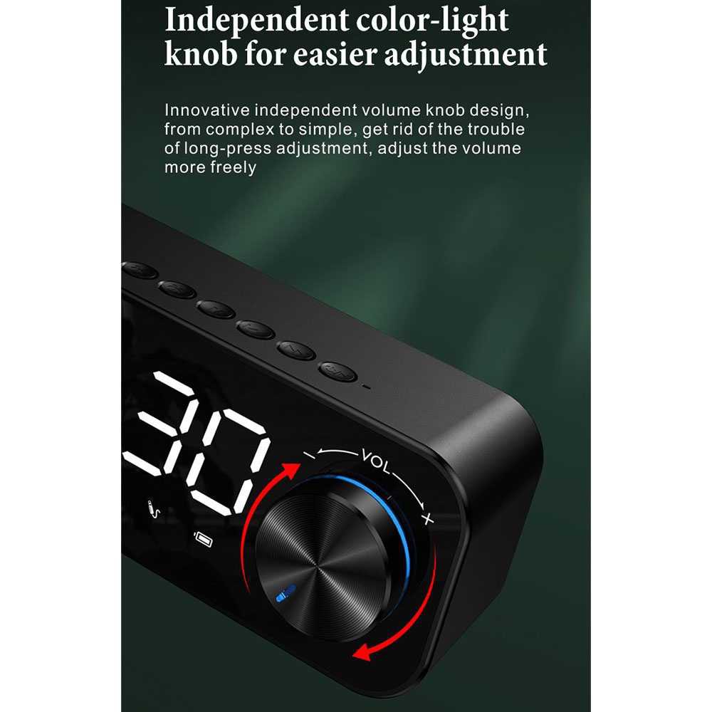 [ORIGINAL] Jam Weker Alarm Meja Kamar Tidur Digital Clock Dengan Speaker Bluetooth 5.0 Terbaru Hitam