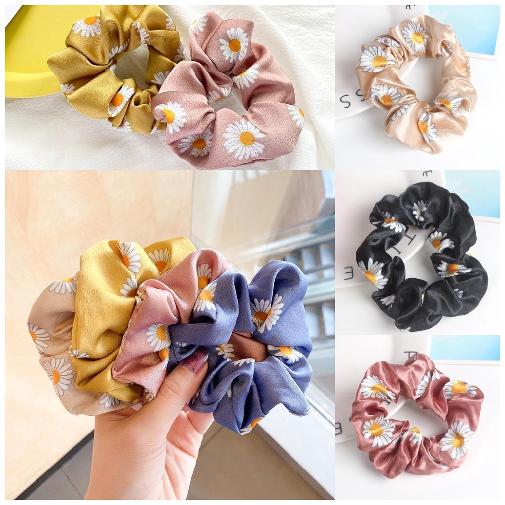 【Ready stock】COD✨ikat rambut korea hitam besar Scrunchie Korean Fashion Ponytail Elastis Bahan Satin Gelang Untuk Wanita simple murah COD