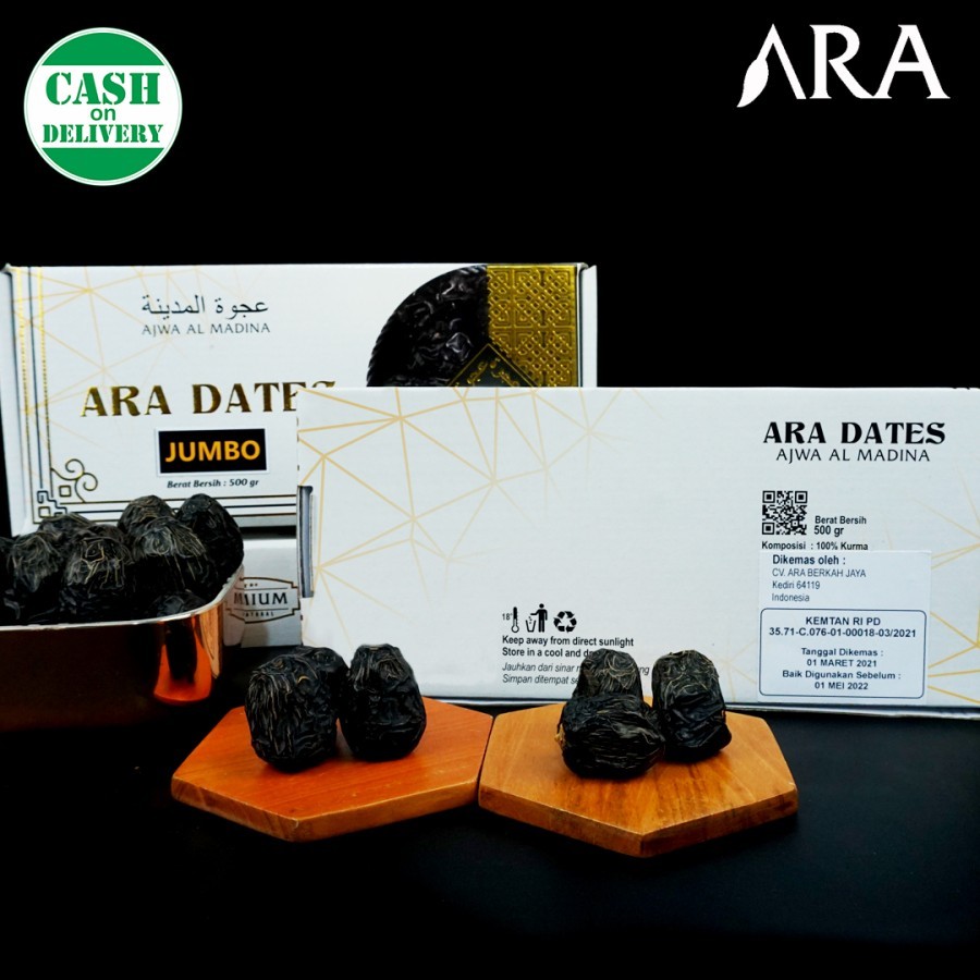 Kurma Ajwa Premium Jumbo ARA Dates 500 gram Original KEMTAN