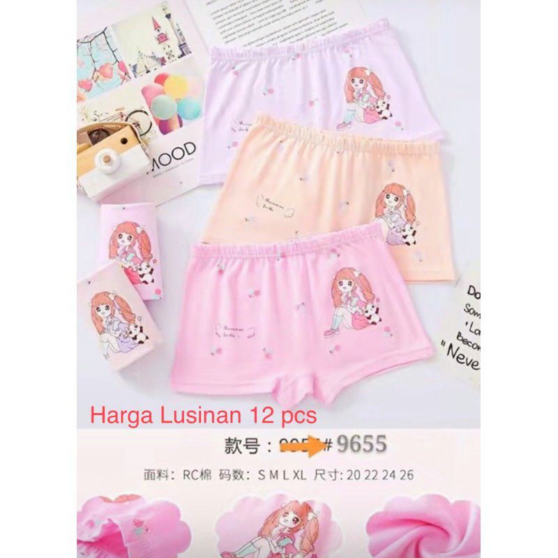 12 pcs Boxer Impor Anak Perempuan Lusinan